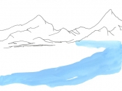 Glacier du Theodul, aquarelle et encre de Chine, 2018
