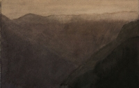 Vallée, soir (II) - aquarelle sur papier, 19 x 28 cm, 2018