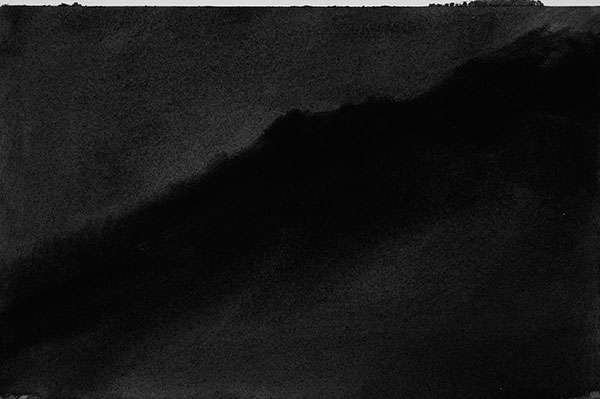 Versant, nuit, gouache sur papier 19 x 28 cm, 2021