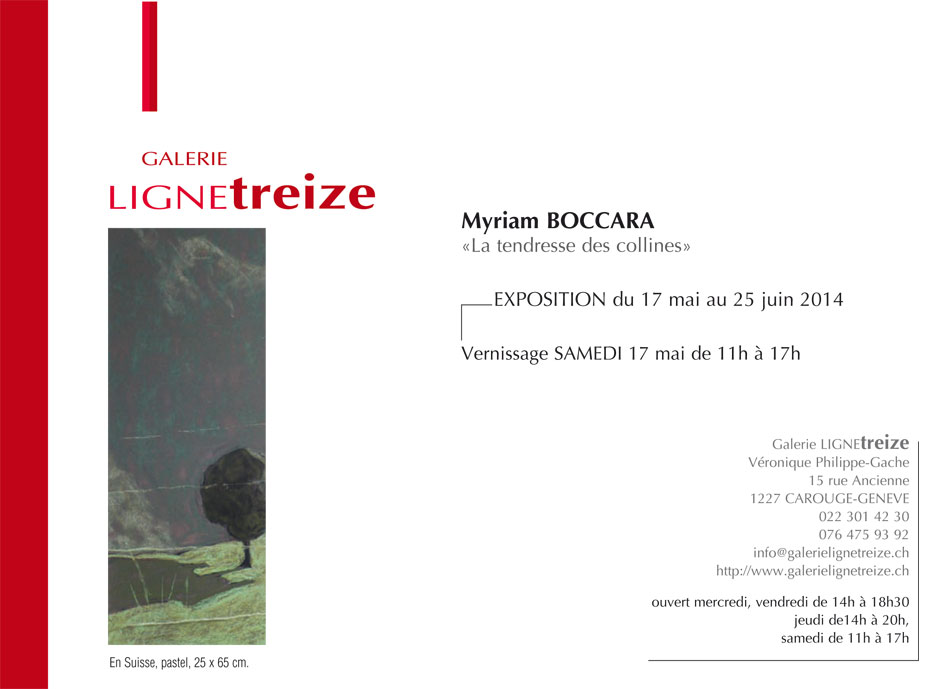 Exposition à la galerie Ligne 13 - Myriam Boccara - La tendresse des collines