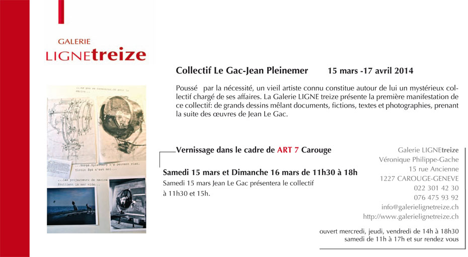 Exposition à la galerie Ligne 13 - collectif Le Gac-Jean Pleinemer